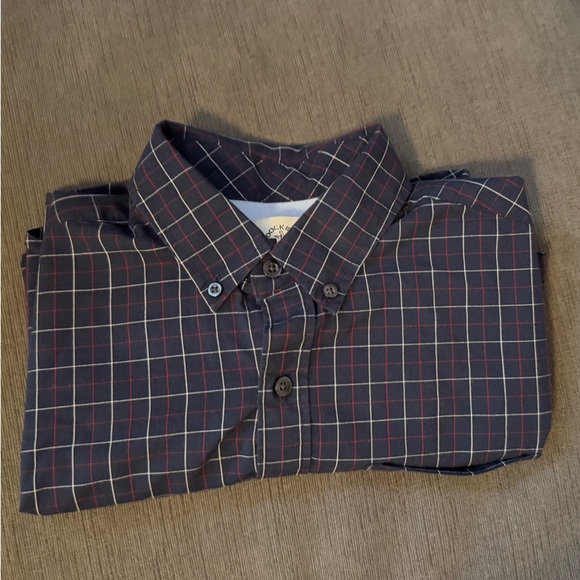 Men's Dockers Checkered Shirt - Navy Blue and Red - Picture 1 of 5